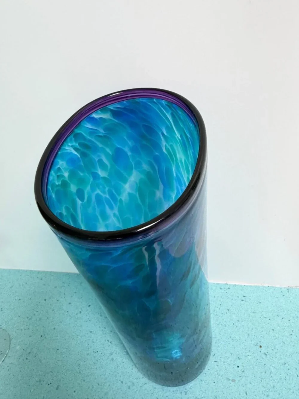 C.B. Glass Curtiss Brock Large 13 Inch Tall Studio Art Glass Vase Vintage Signed